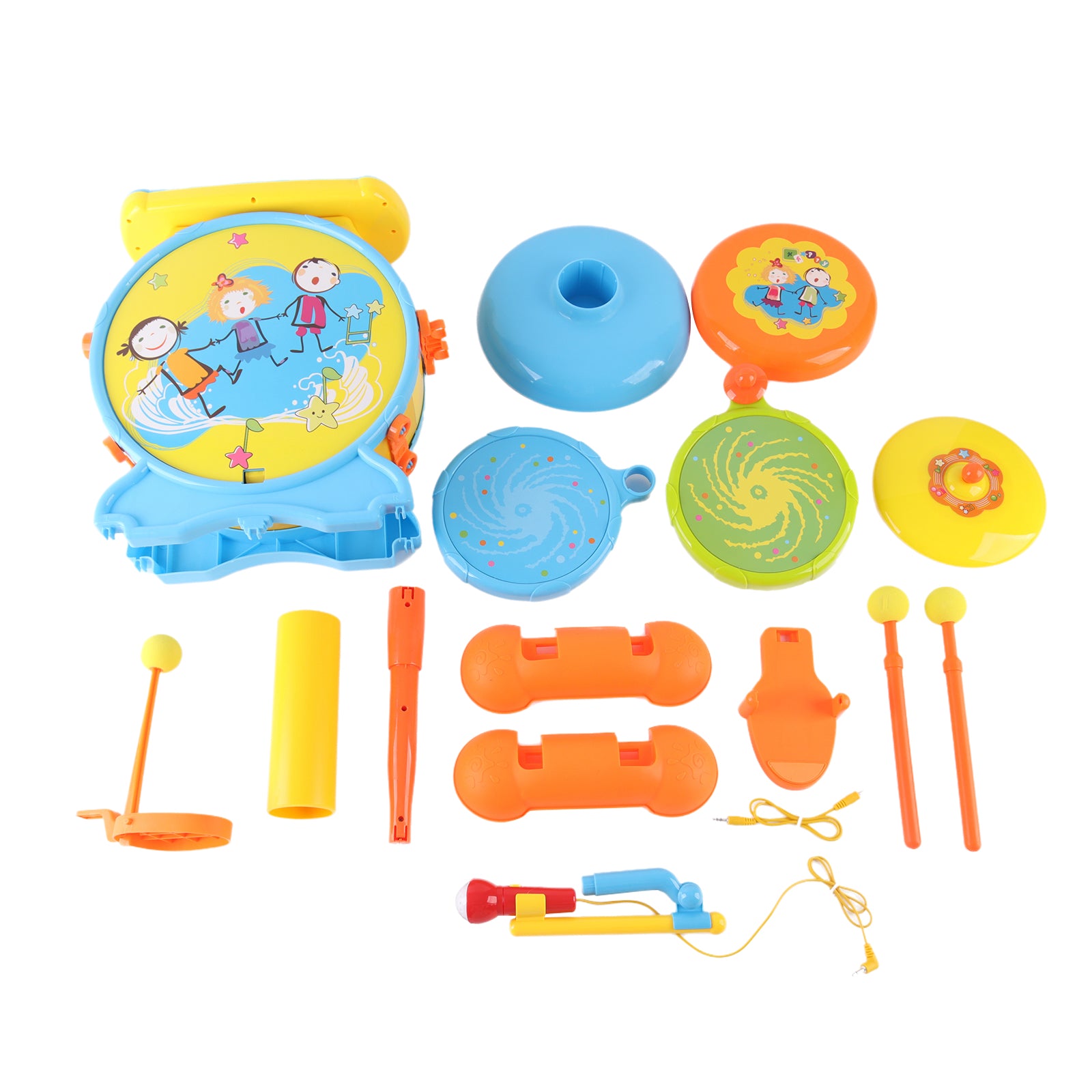 Kids Electric Drum Kit Set with Mic & Seat Children Musical Pretend Toy