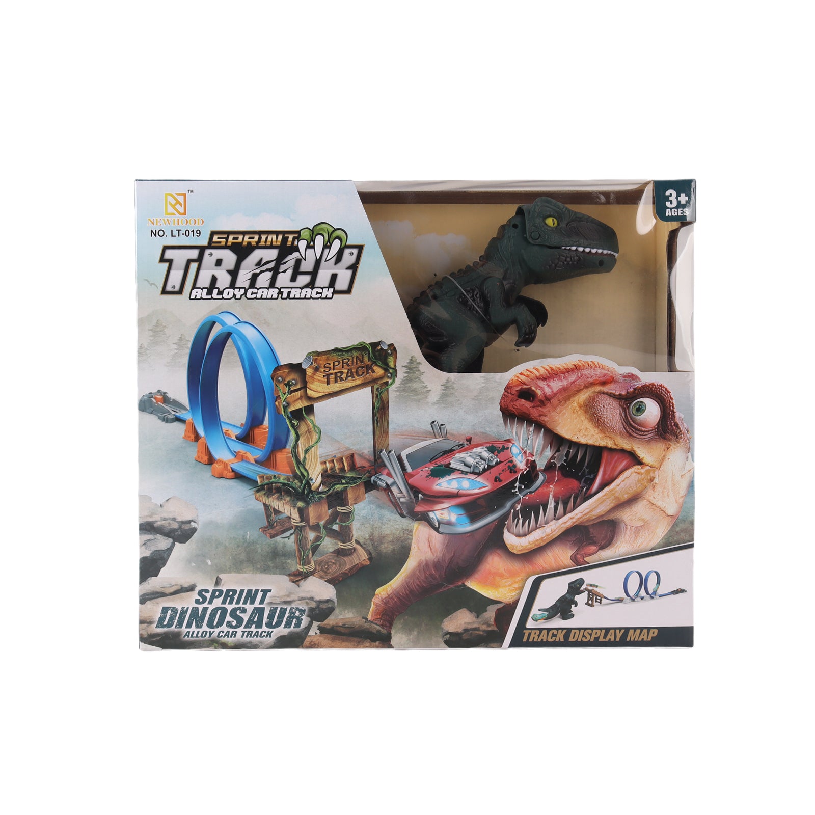 Double Loop Plastic Track Toy Dinosaur Twist Track Set Including 1 Alloy Car