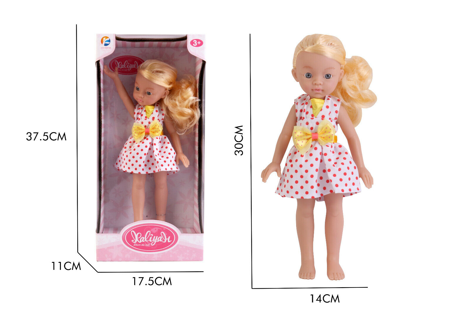 13" Doll Movable Legs and Arms Blond Hair Doll Baby Doll Pretend Play Doll