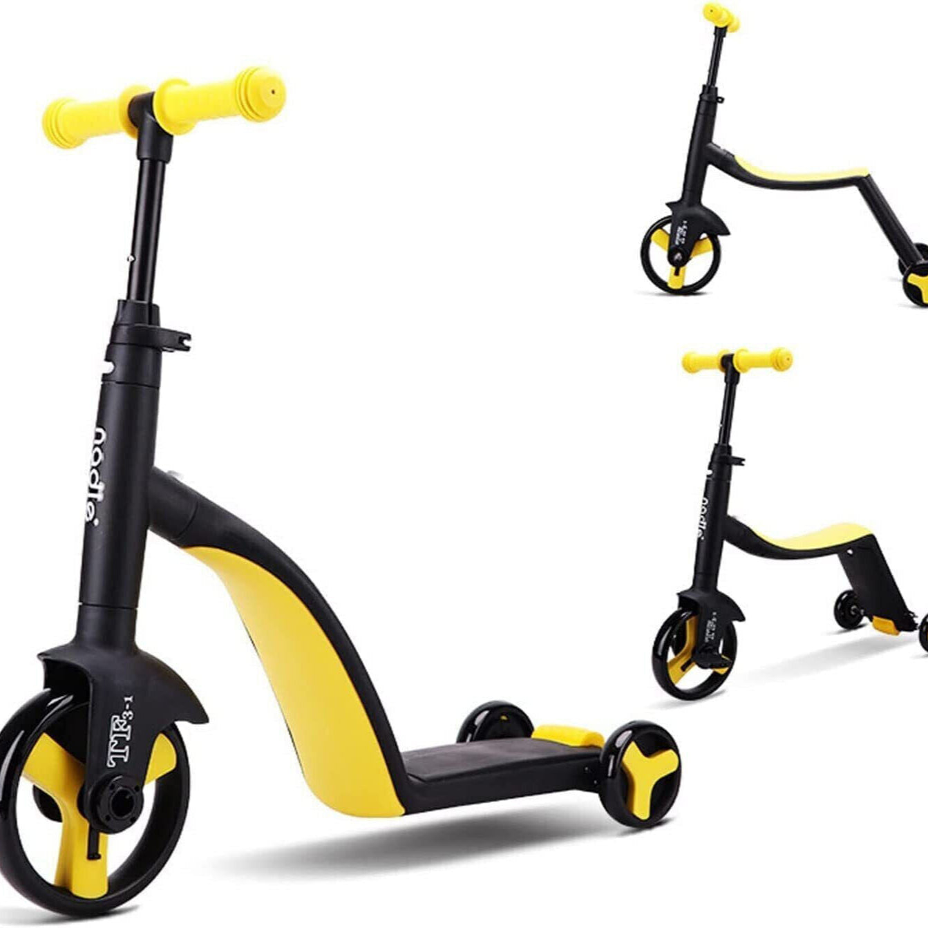 Bike Scooter 3 in 1, Scooter for Boys and Girls, Toddler Bike 3 Wheel Tri Scooter (Yellow)