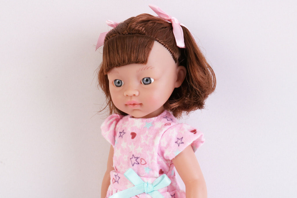 13" Doll Movable Legs and Arms Brown Hair Doll Baby Doll Pretend Play