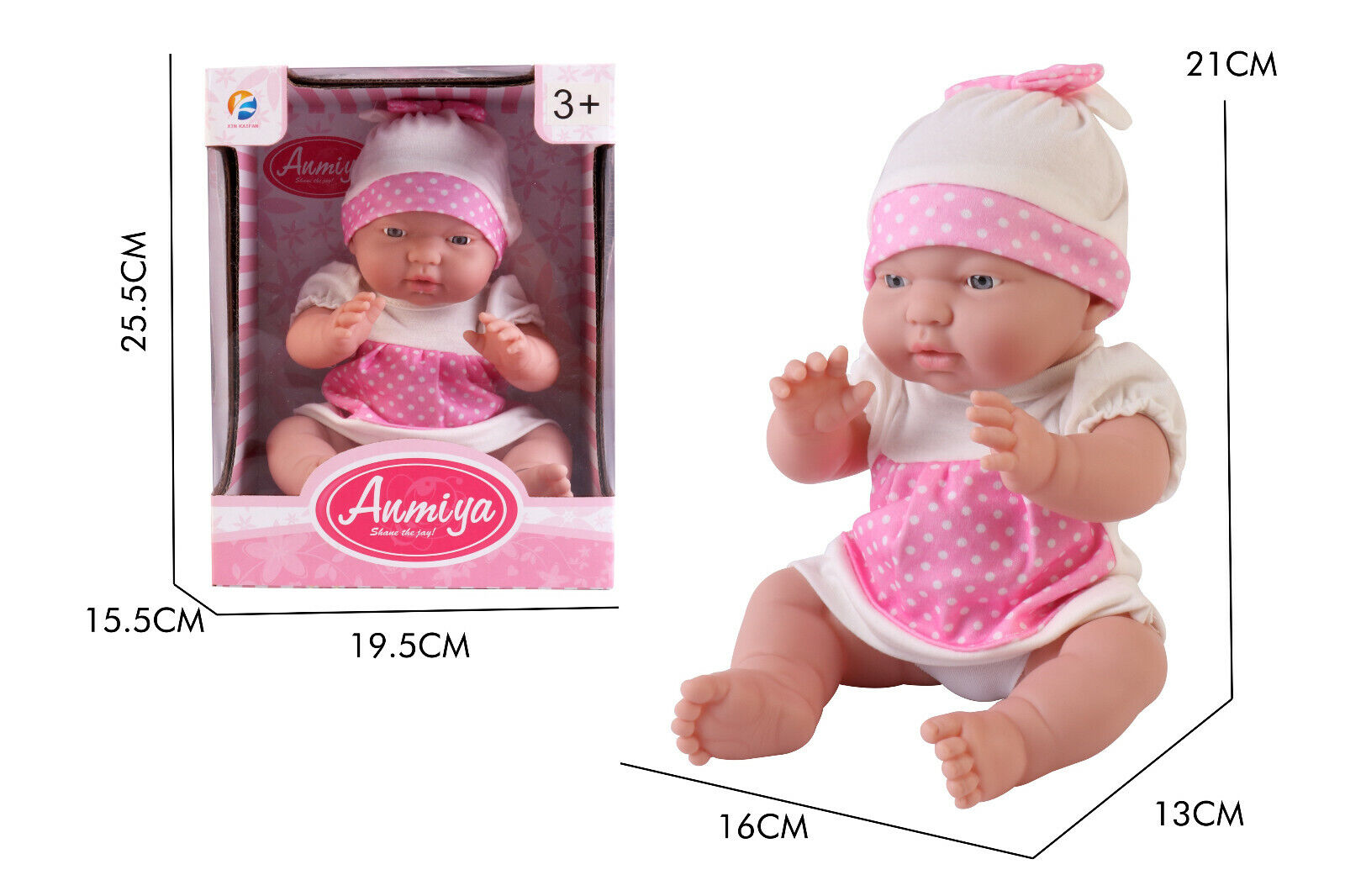 Baby Doll Soft Body Doll with Hat Sitting Pretend Play Doll