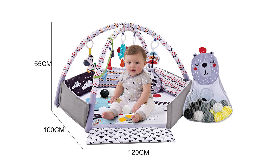Gym Activity Foldable Play Mat Bag 30-Balls Tummy Play Kick Stimulate Your Baby (Grey)