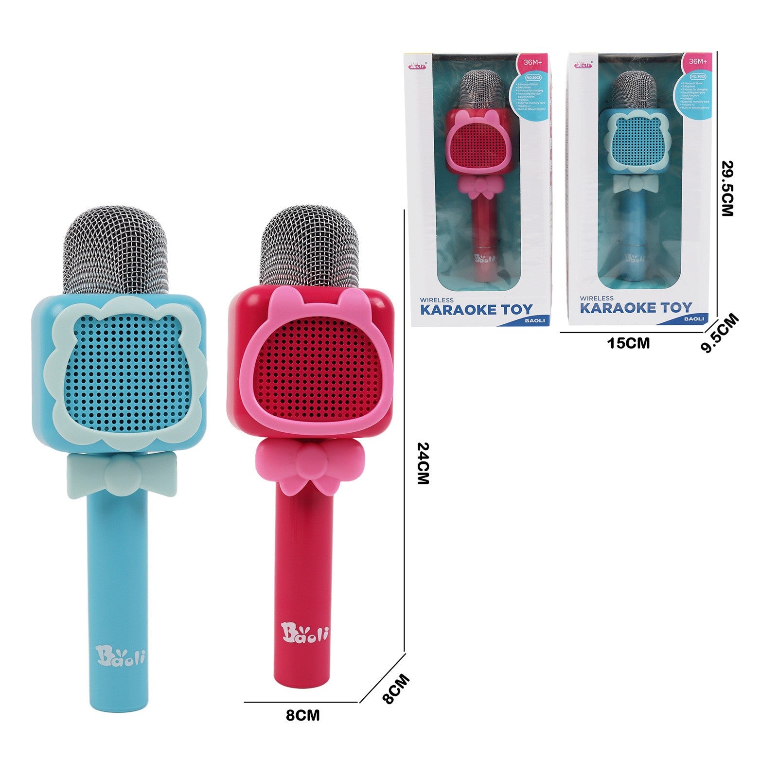 2x Kids Wireless Karaoke Microphones Bluetooth Speaker Singing Set Pink & Blue