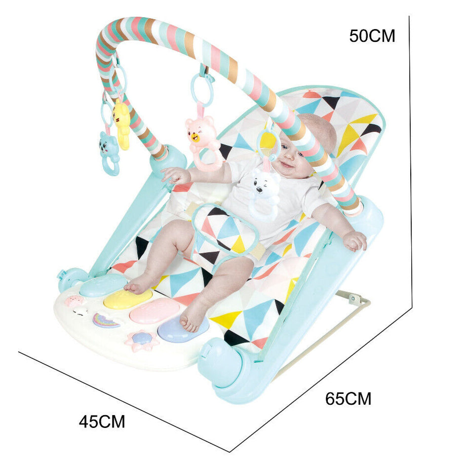 3 in 1 Baby Toddler Rocker Bouncer Chair Soothing Music Pink Playmat for Babies