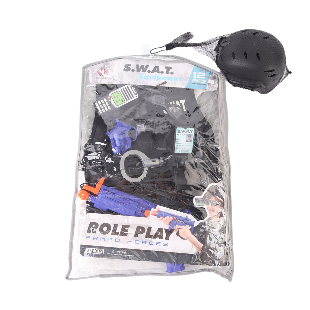Kids SWAT Police Officer Costume Special Forces Pretend Role Play Outfit Toy Set