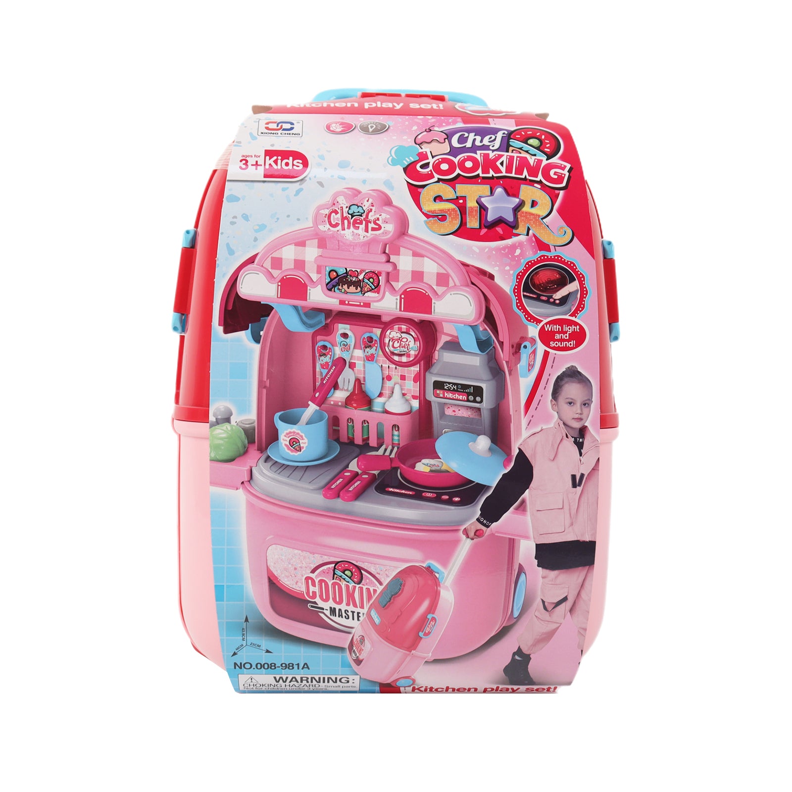 Kids Play Kitchen Set Portable Rolling Suitcase Cooking Pretend Play Toy