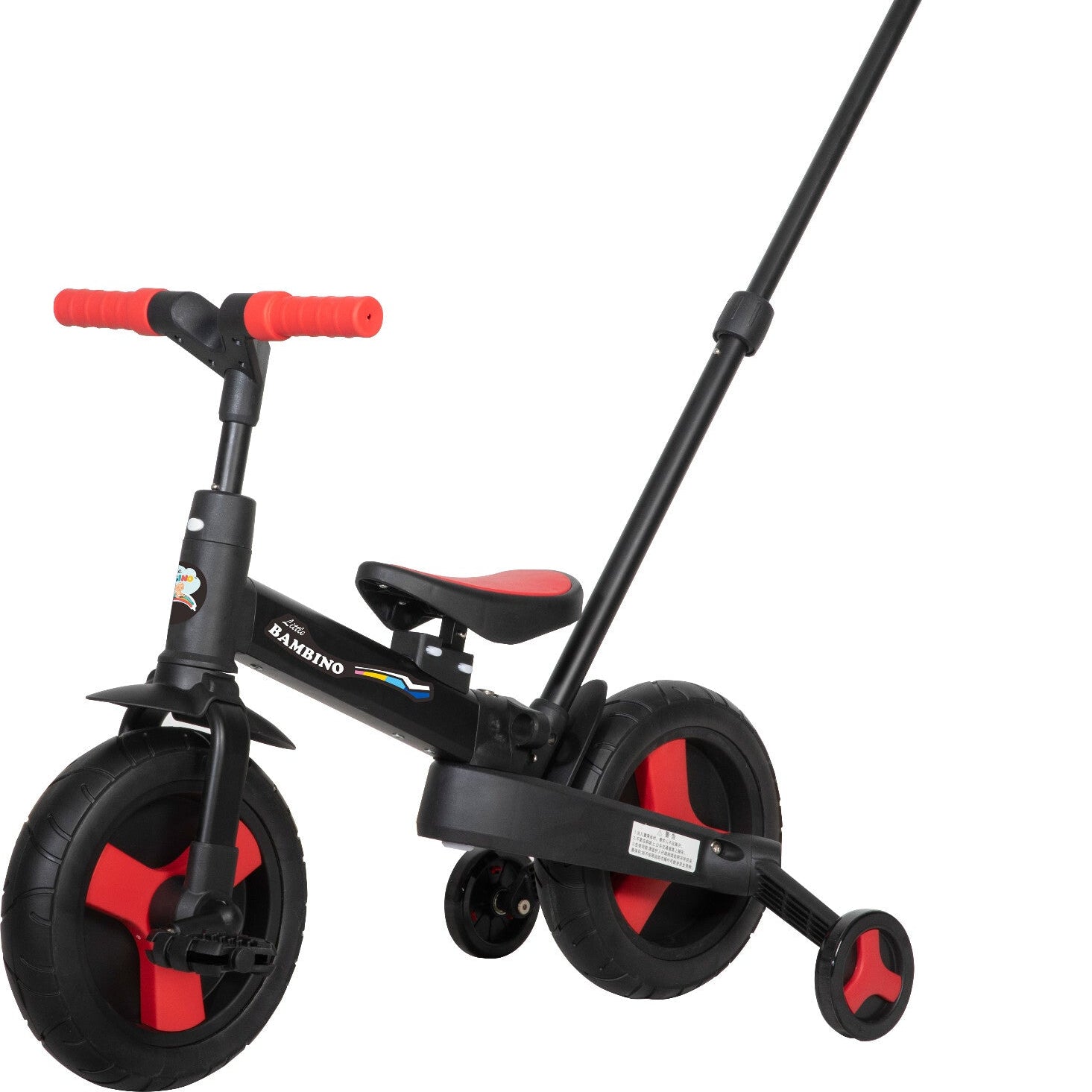 Balance Bike 4-in-1 Parent Push Handle Trike, 4-1 Easy Assemble Foldable (Red)