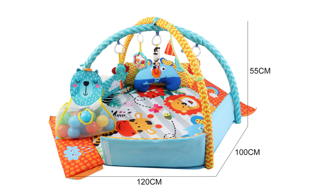 Gym Activity Foldable Play Mat Bag 30-Balls Tummy Play Kick Stimulate Your Baby (Blue)