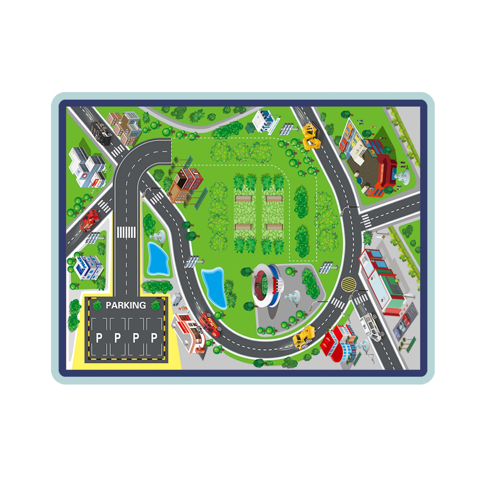Kids Parking Garage Spiral Track 5 Levels Emergency Service Car Toy Set Play Mat