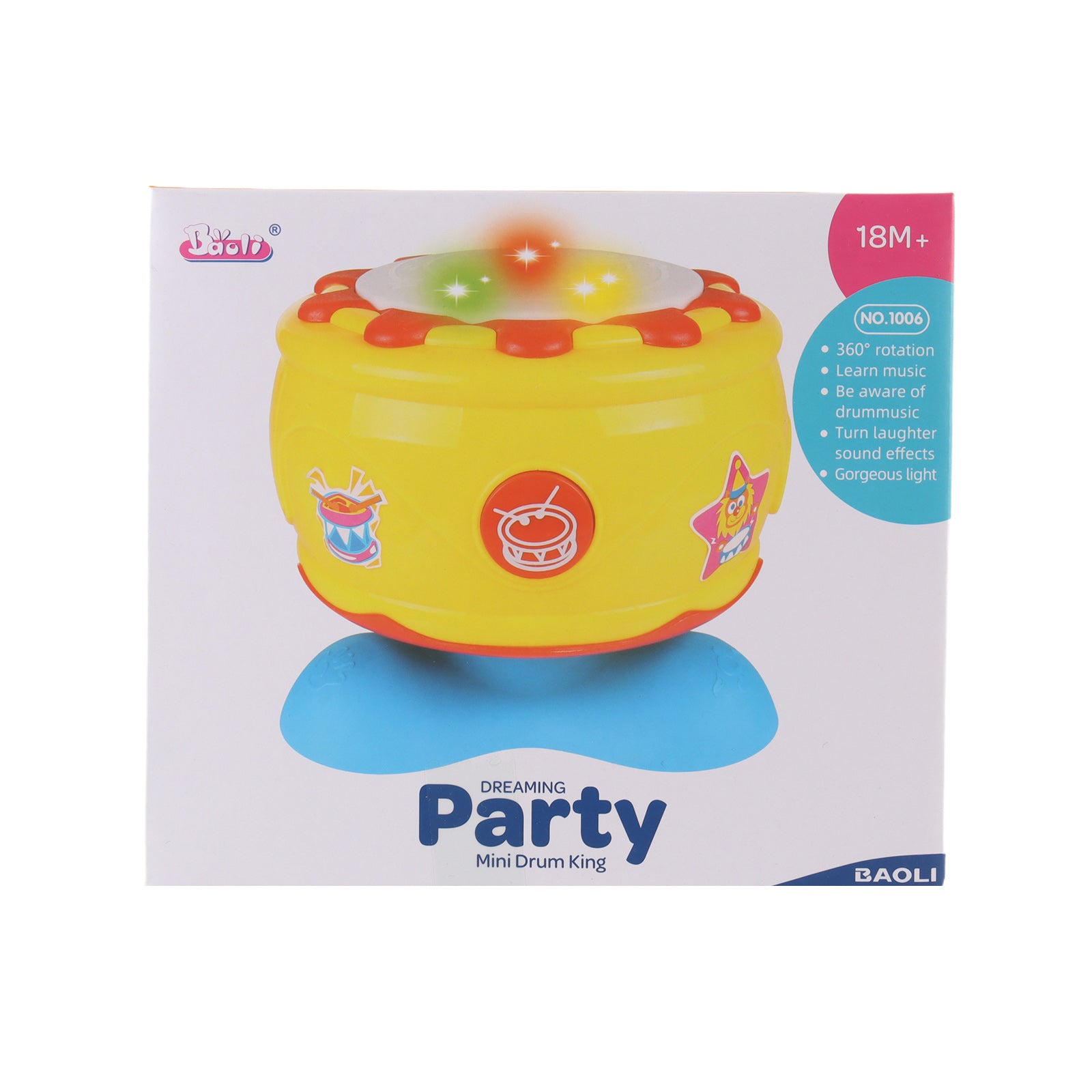 Baby's Music Hand Drum Rotating 360 Degrees Light Learning Baby Sensory Toy