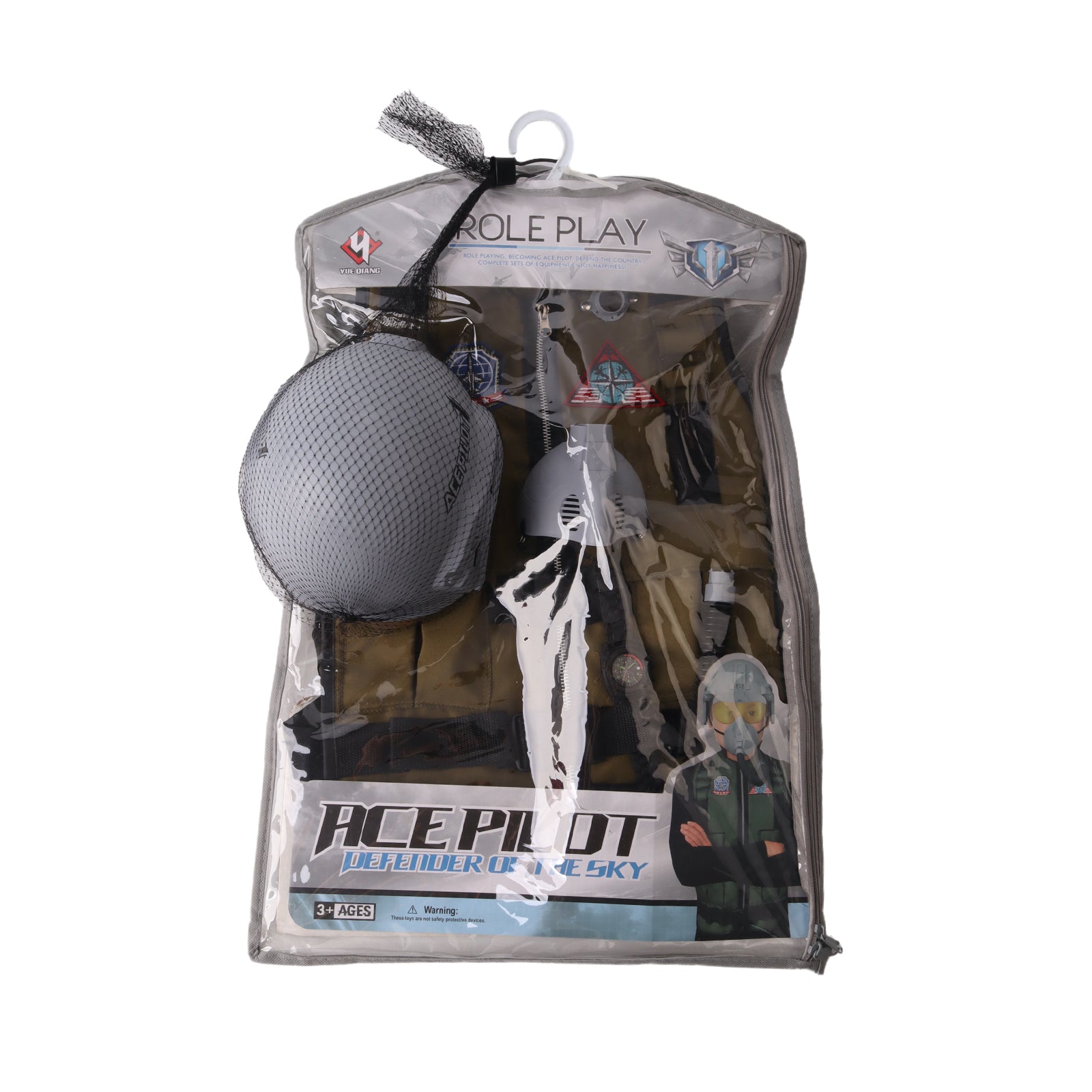 Kids Fighter Jet Pilot Costume Military Pretend Play Outfit Vest, Helmet, Mask