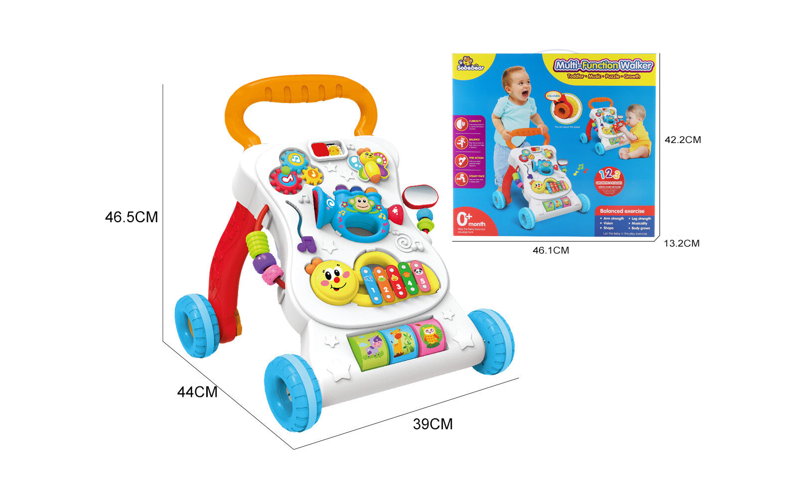 2in1 Baby Walker First Steps Activity Bouncer Musical Toys Car Along Toddlers (Xylophone)