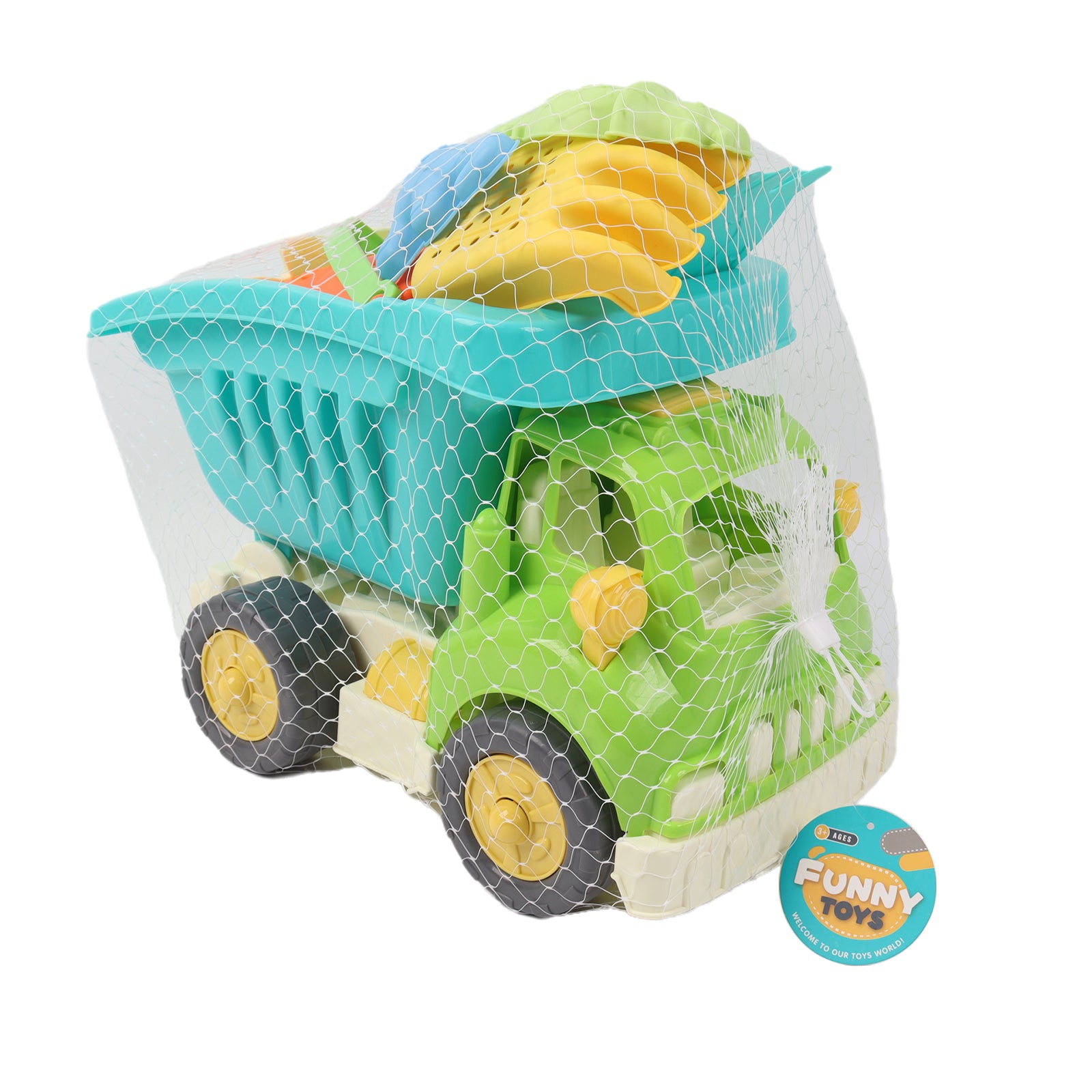 Sand Truck & Accessories 9 Pcs Summer Toy Spade Fork Beach Garden Outdoor Kids