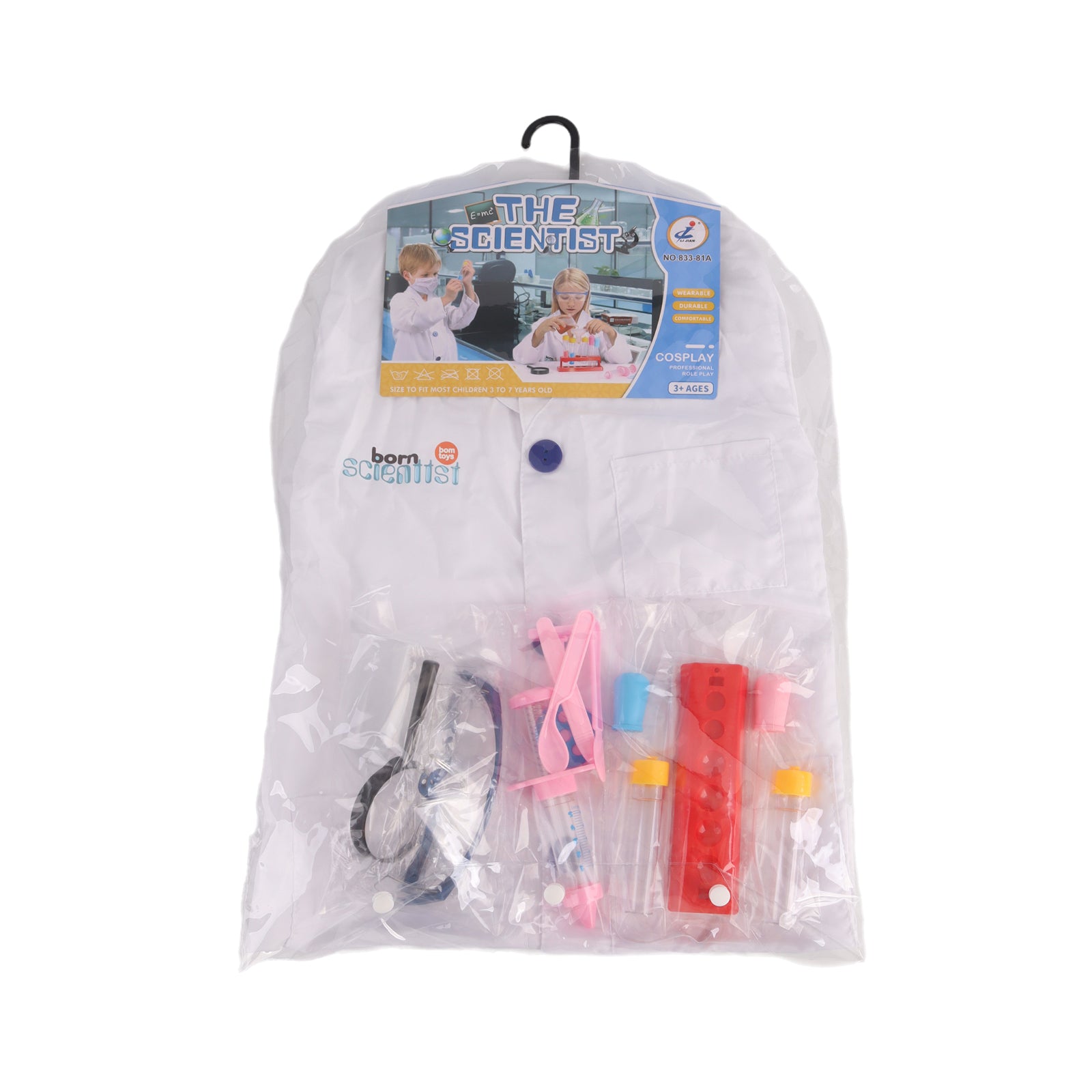 Kids Scientist Costume Lab Coat & Accessories Pretend Play Fancy Dress Outfit