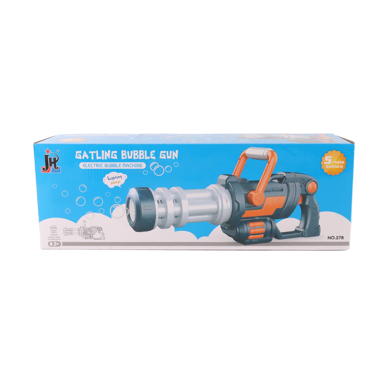 Bubble Gun Mini Gatling Toy Bubble Blower Machine with Light Music Kids Outdoor