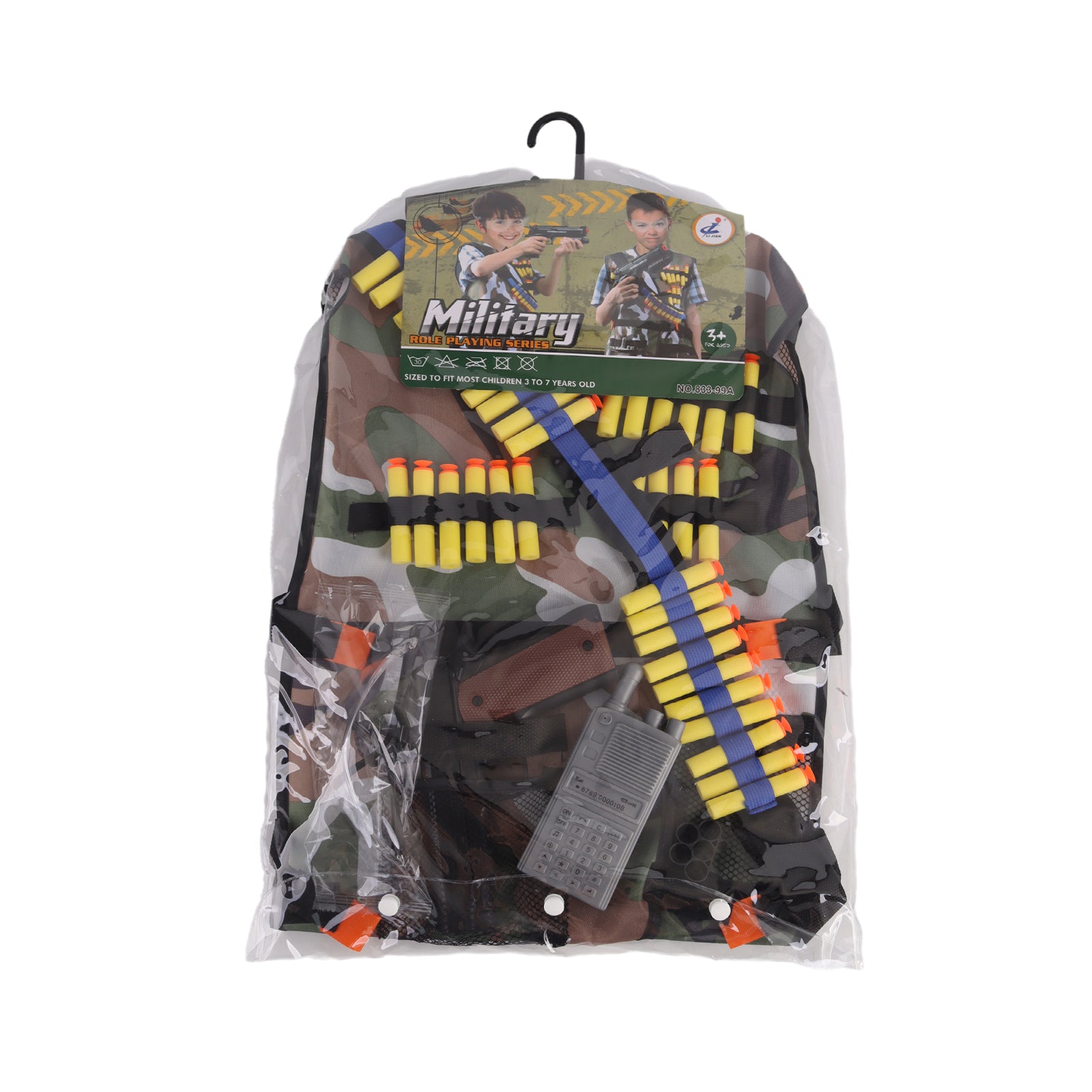 Kids Soldier Costume Vest Gun Radio Glasses Fancy Dress Pretend Cosplay