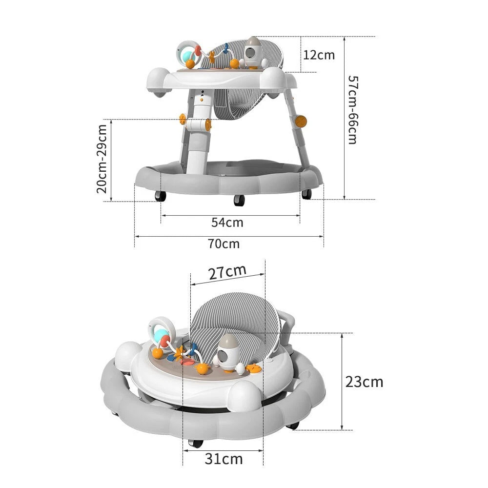 Baby Walker Push Along Learning Walking Wheel Multifunctional Sensory Music