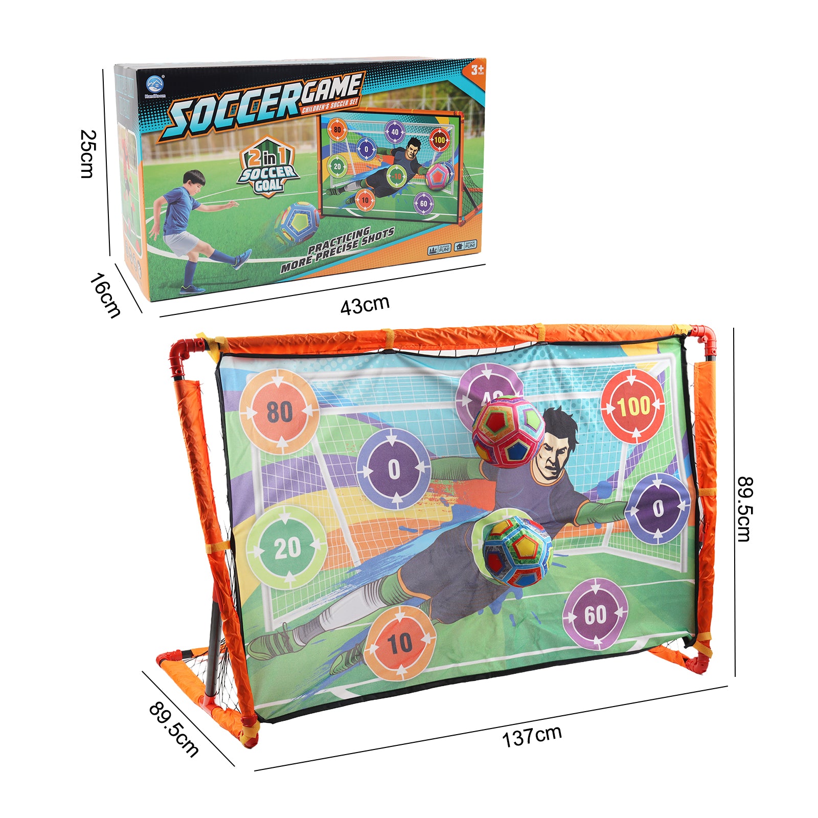 2-in-1 Kids Football Goal Set – Sticky Target Net with Balls & Training Cones