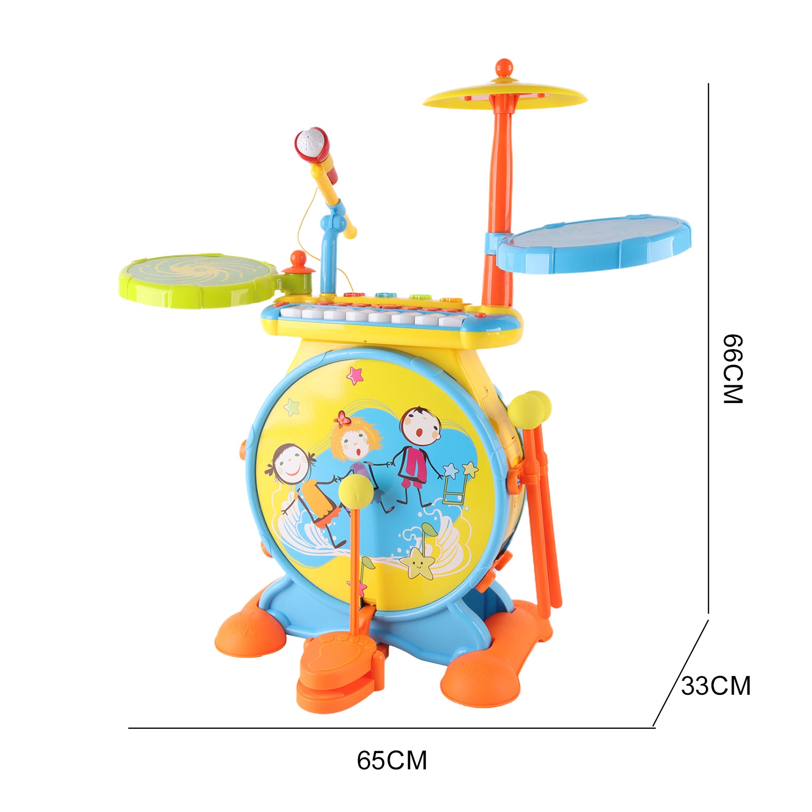 Kids Electric Drum Kit Set with Mic & Seat Children Musical Pretend Toy