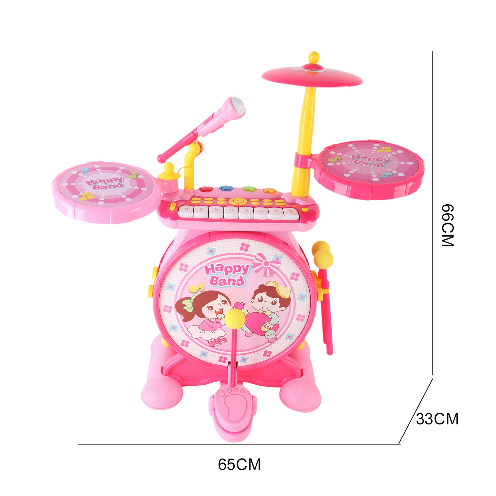 Kids Electric Drum Kit Set with Mic & Seat Children Musical Pretend Toy