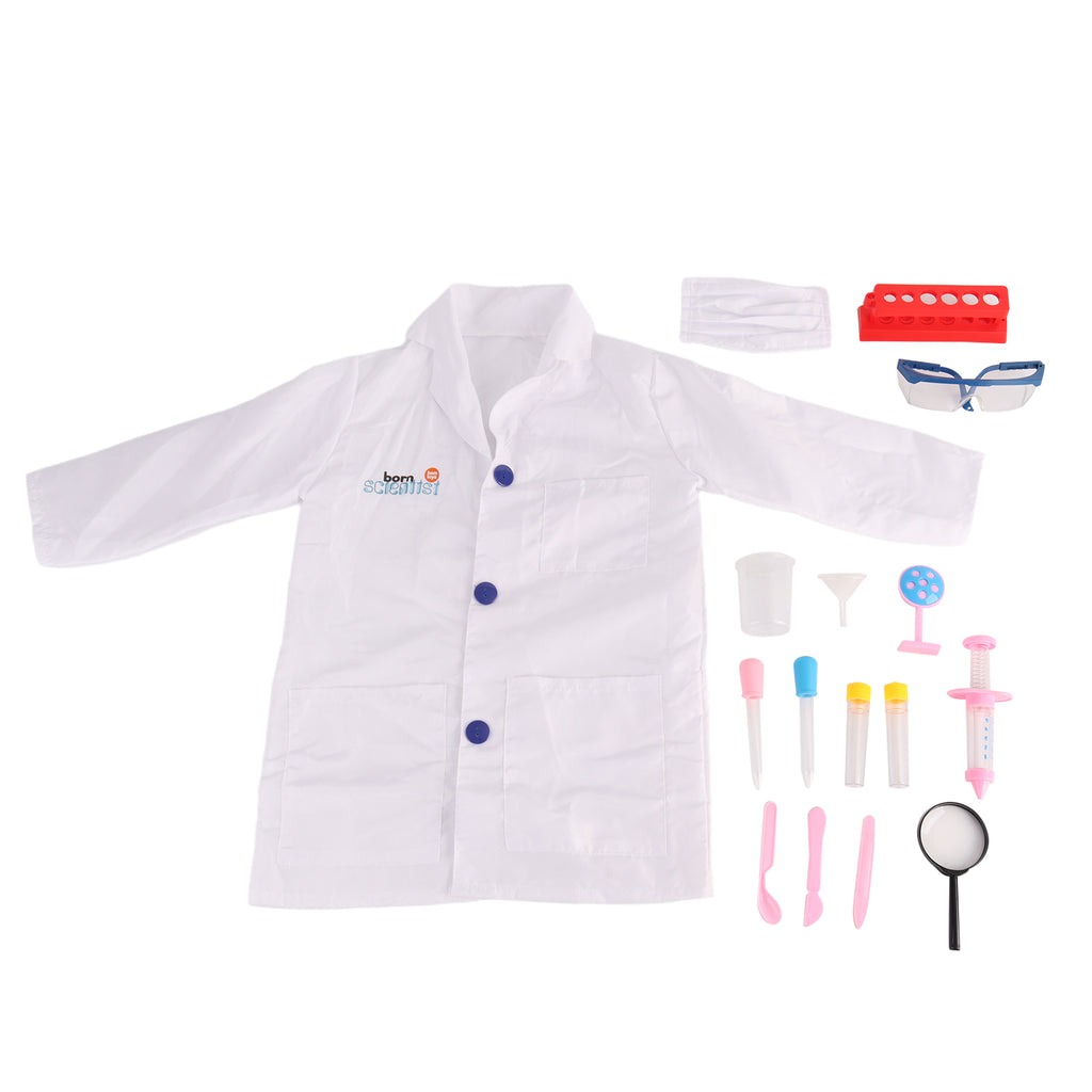 Kids Scientist Costume Lab Coat & Accessories Pretend Play Fancy Dress Outfit