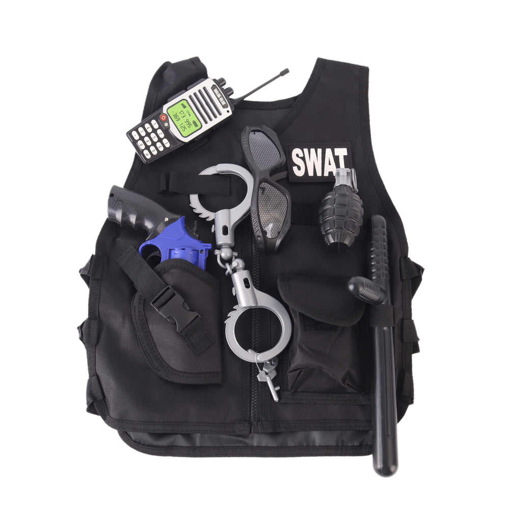 Kids SWAT Police Officer Costume Special Forces Pretend Role Play Outfit Toy Set