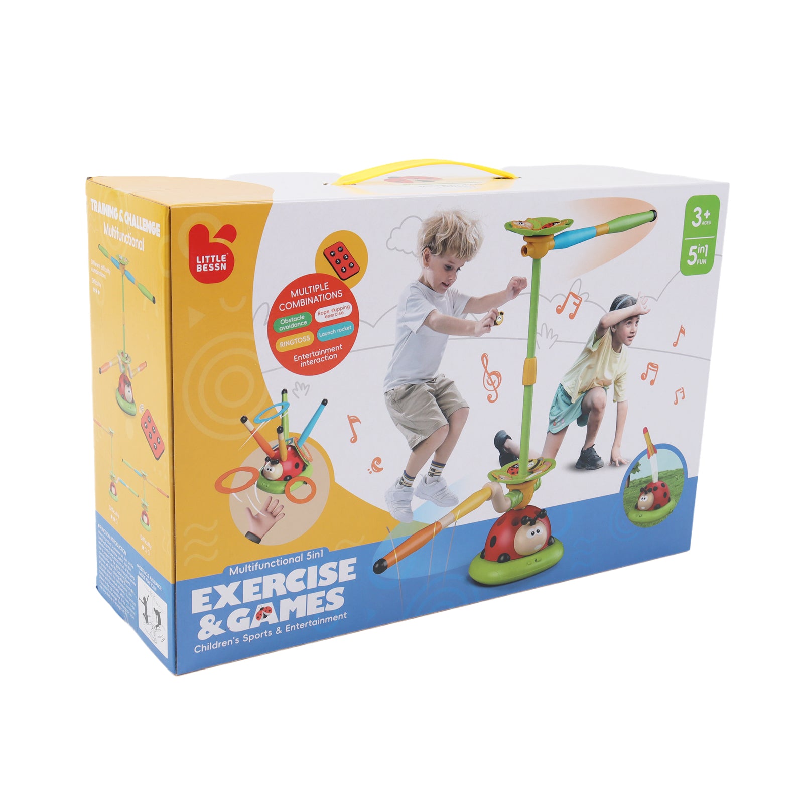 Kids 5in1 Musical Jump Sport Toy Ring Toss and Foam Launcher Game Indoor Outdoor