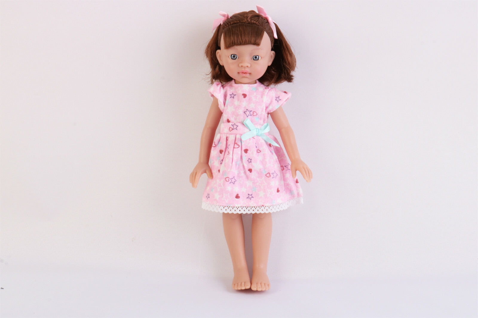 13" Doll Movable Legs and Arms Brown Hair Doll Baby Doll Pretend Play