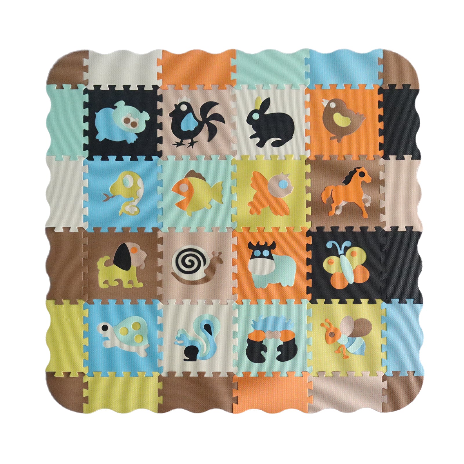 EVA Foam Interlocking Baby Play Mat - 36pc Set with Animal Shapes and Safety Borders - 142cm x 142cm