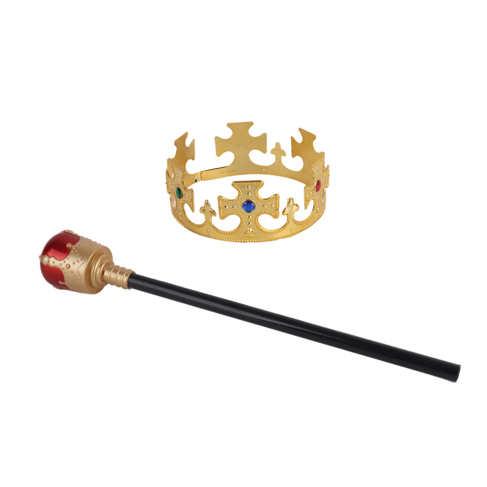 Kids Medieval King Costume Fancy Dress Crown Red Cape Sceptre Pretend Cosplay