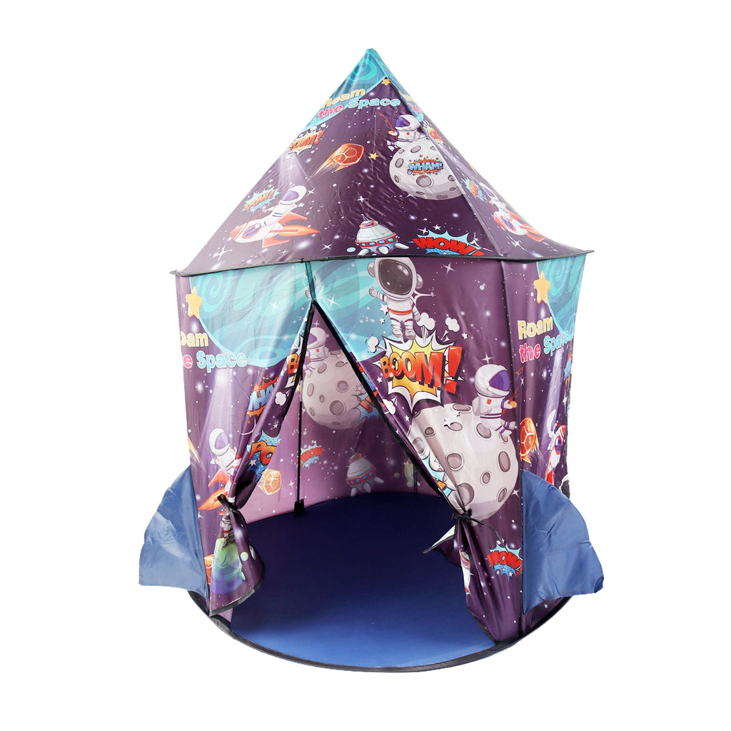 Rocket Ship Kids Pop Up Play Tent Yurt Indoor/Outdoor Space Astronaut Spaceship