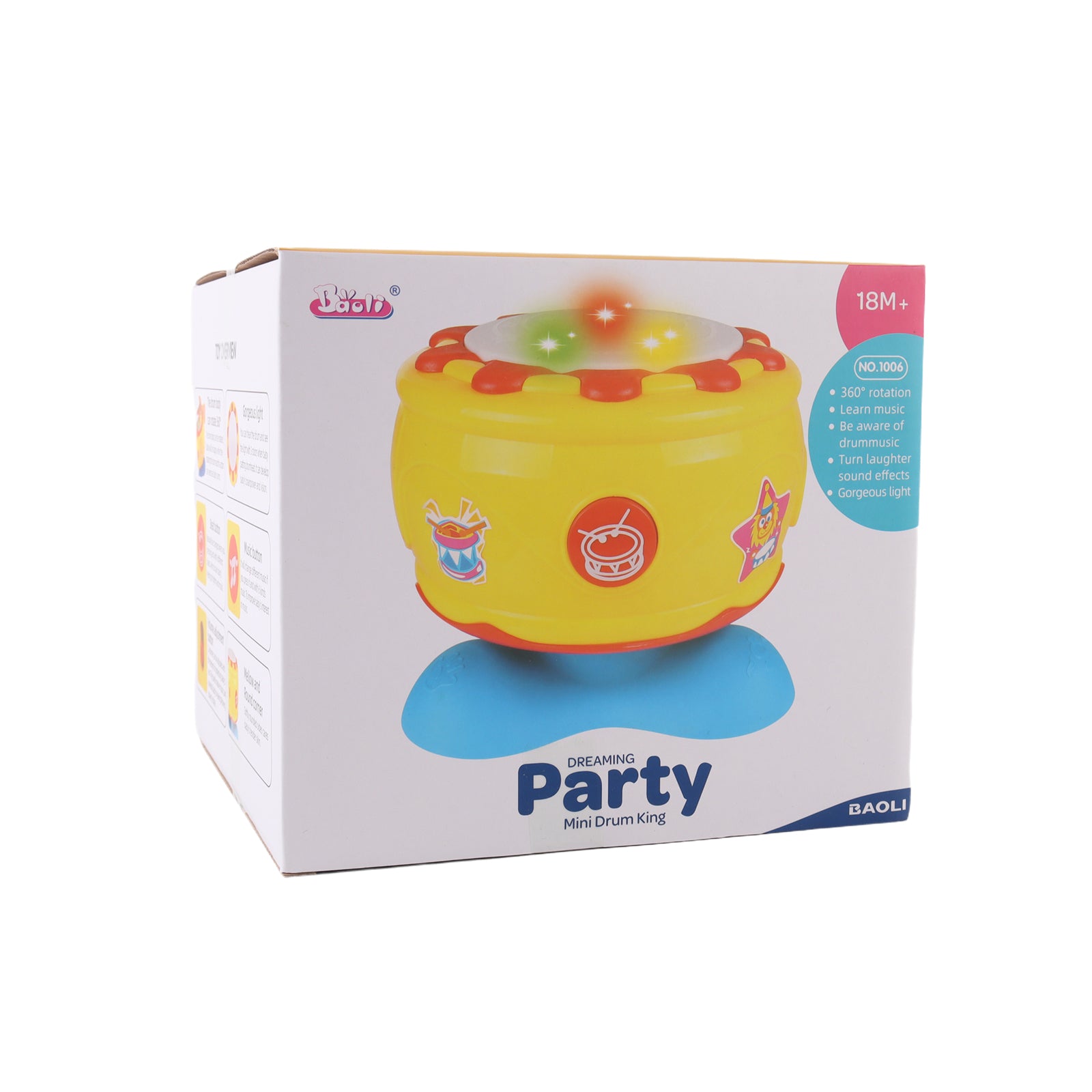 Baby's Music Hand Drum Rotating 360 Degrees Light Learning Baby Sensory Toy