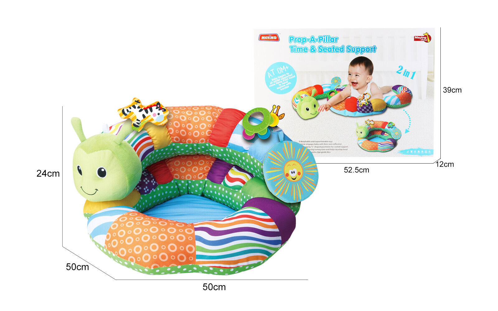Prop-A-Pillar Tummy Time Seated Support Pillow Support for Newborn detachable