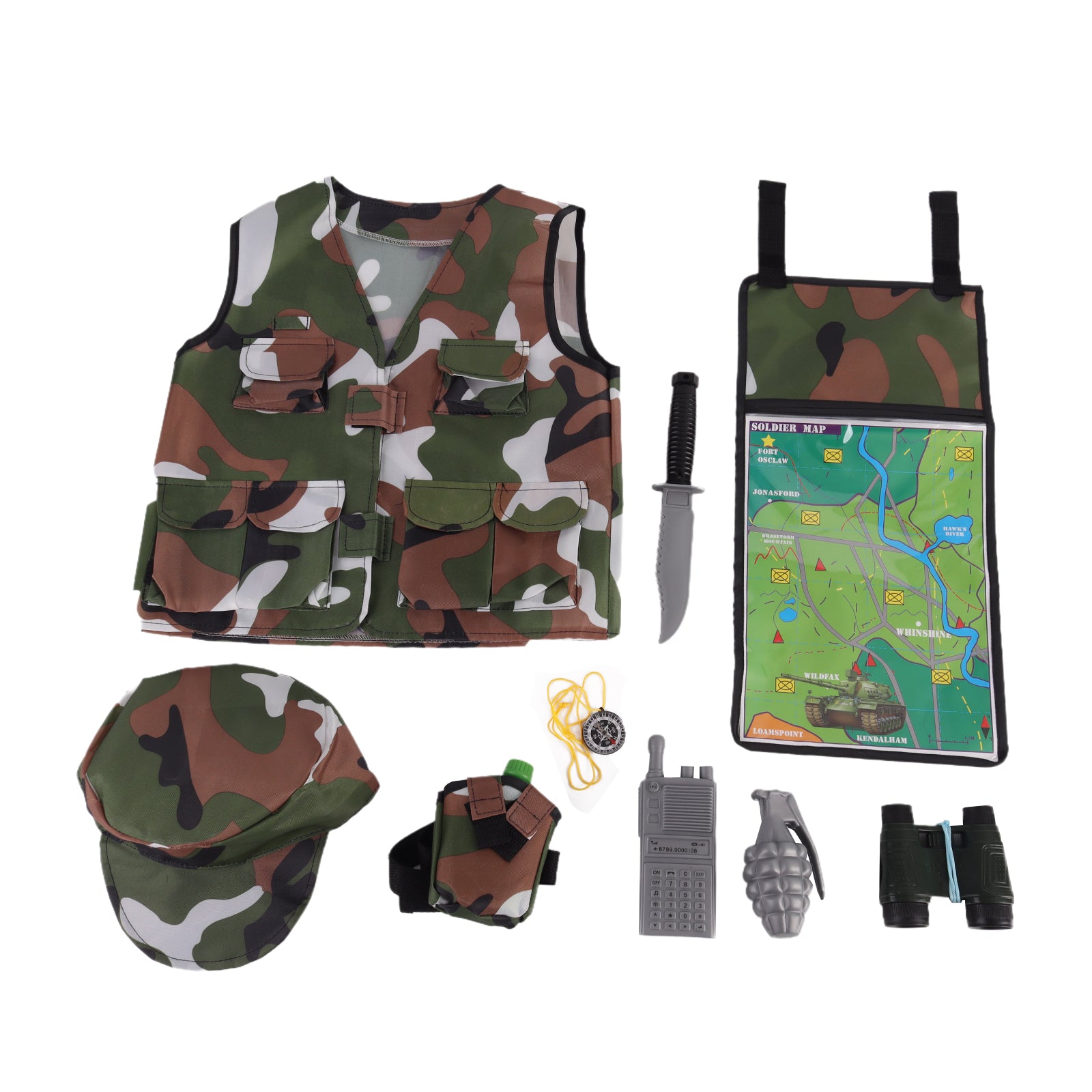 Kids Military Soldier Camouflage Costume Fancy Dress Pretend Cosplay