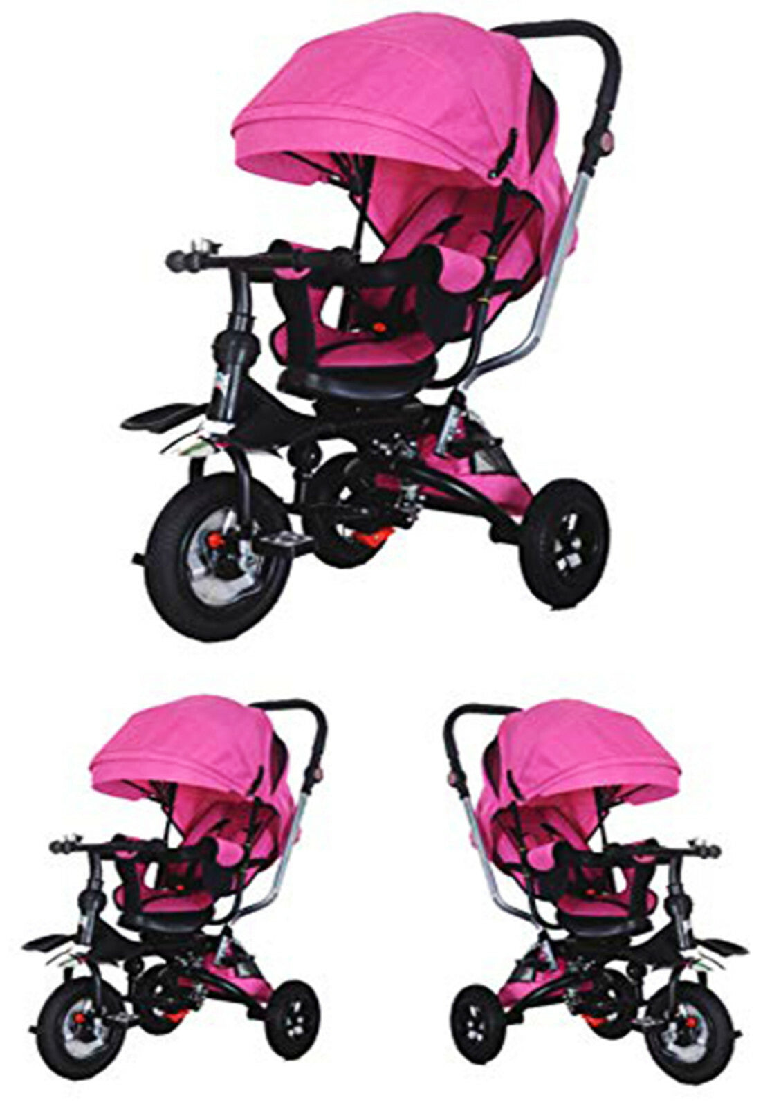 5 in 1 Little Bambino Pushchair Tricycle Trike-Pink Kids Multifunction Trike