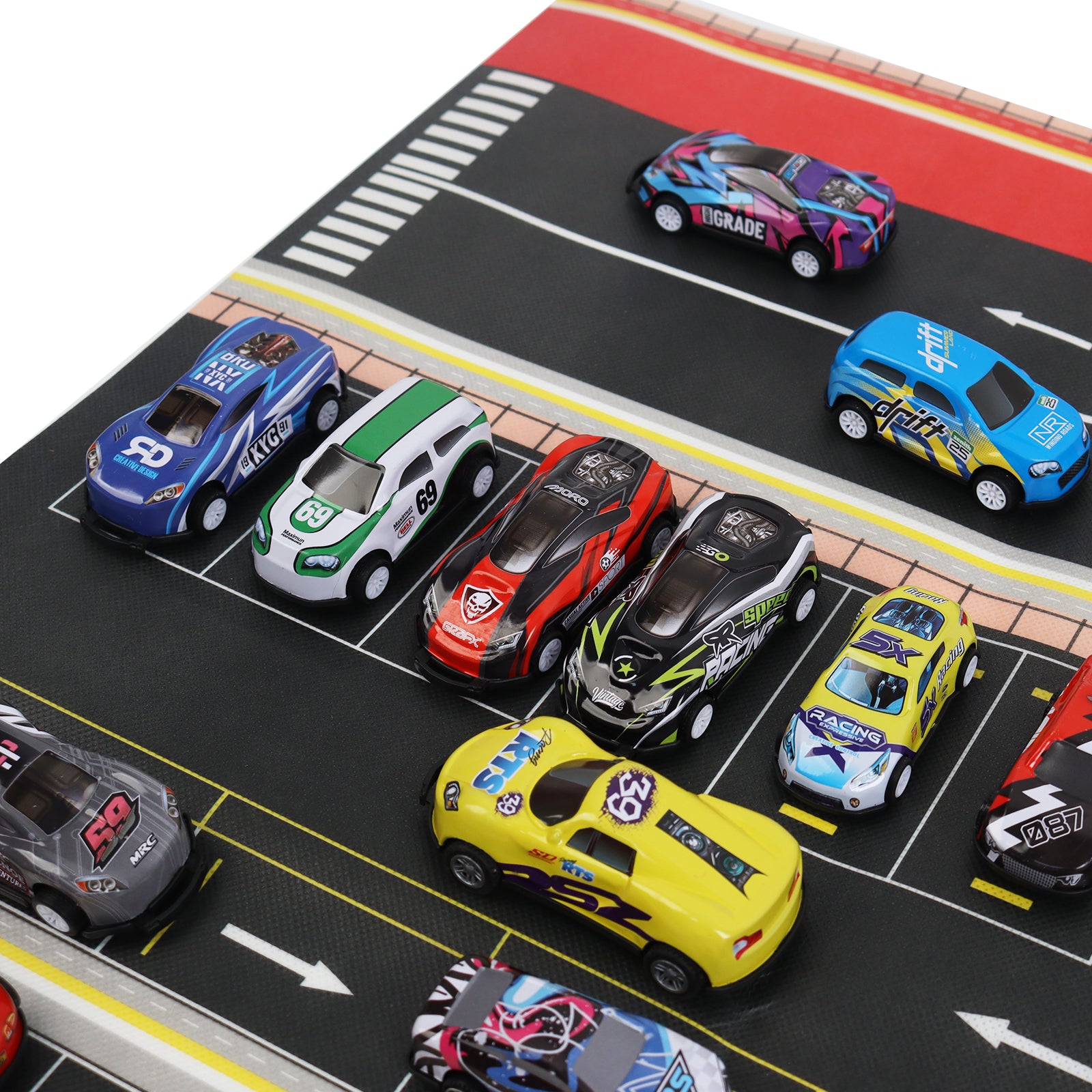 50 Pcs Metal Pull Back Racing Cars Die Cast Toy Set Mini Cars With Play Mat