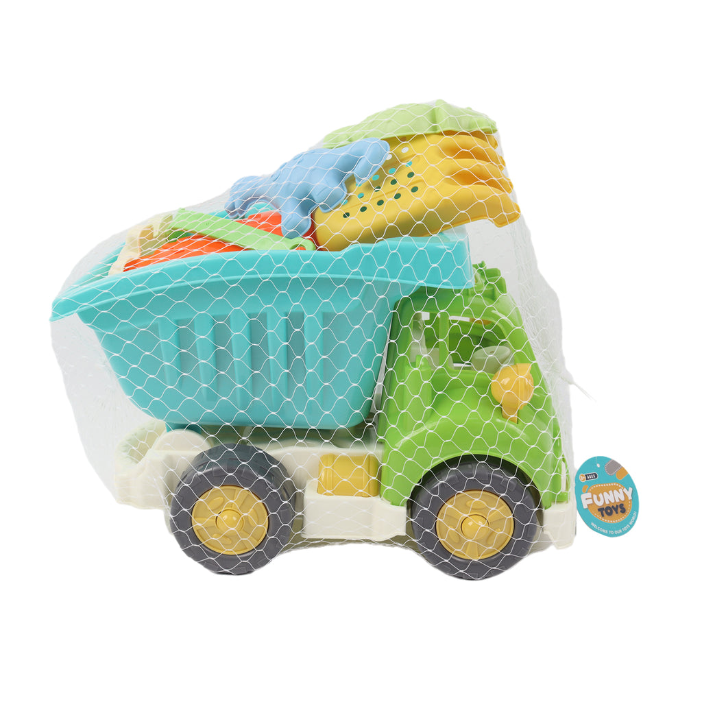 Sand Truck & Accessories 9 Pcs Summer Toy Spade Fork Beach Garden Outdoor Kids
