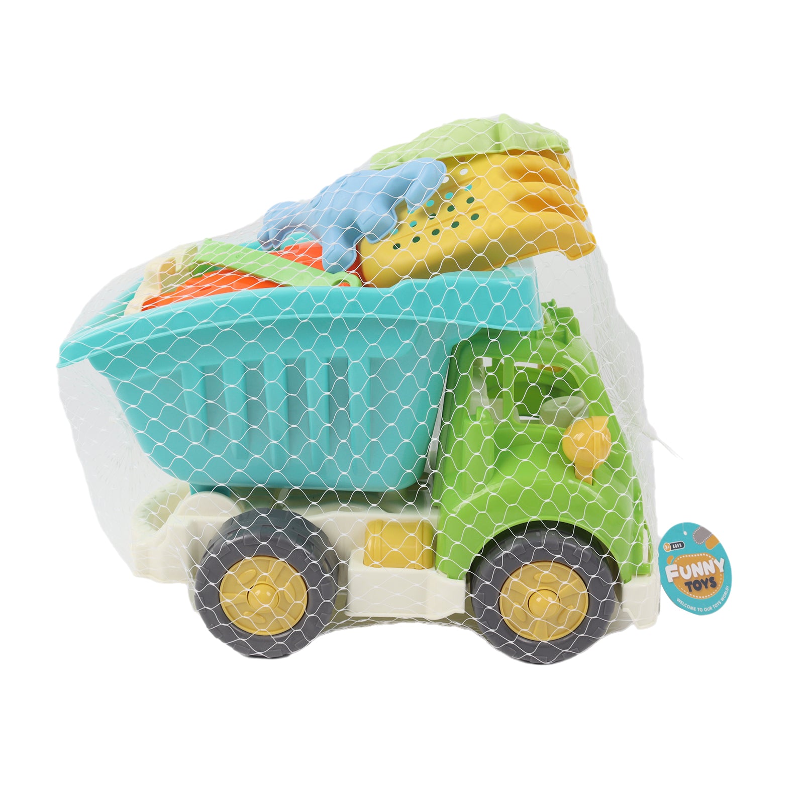 Sand Truck & Accessories 9 Pcs Summer Toy Spade Fork Beach Garden Outdoor Kids