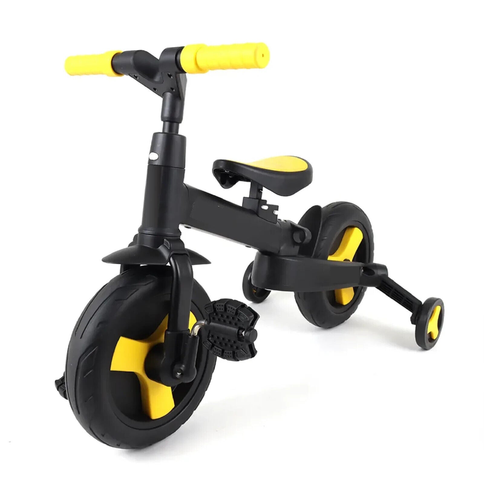 Balance Bike 4-in-1 Parent Push Handle Trike, 4-1 Easy Assemble Foldable (Yellow)