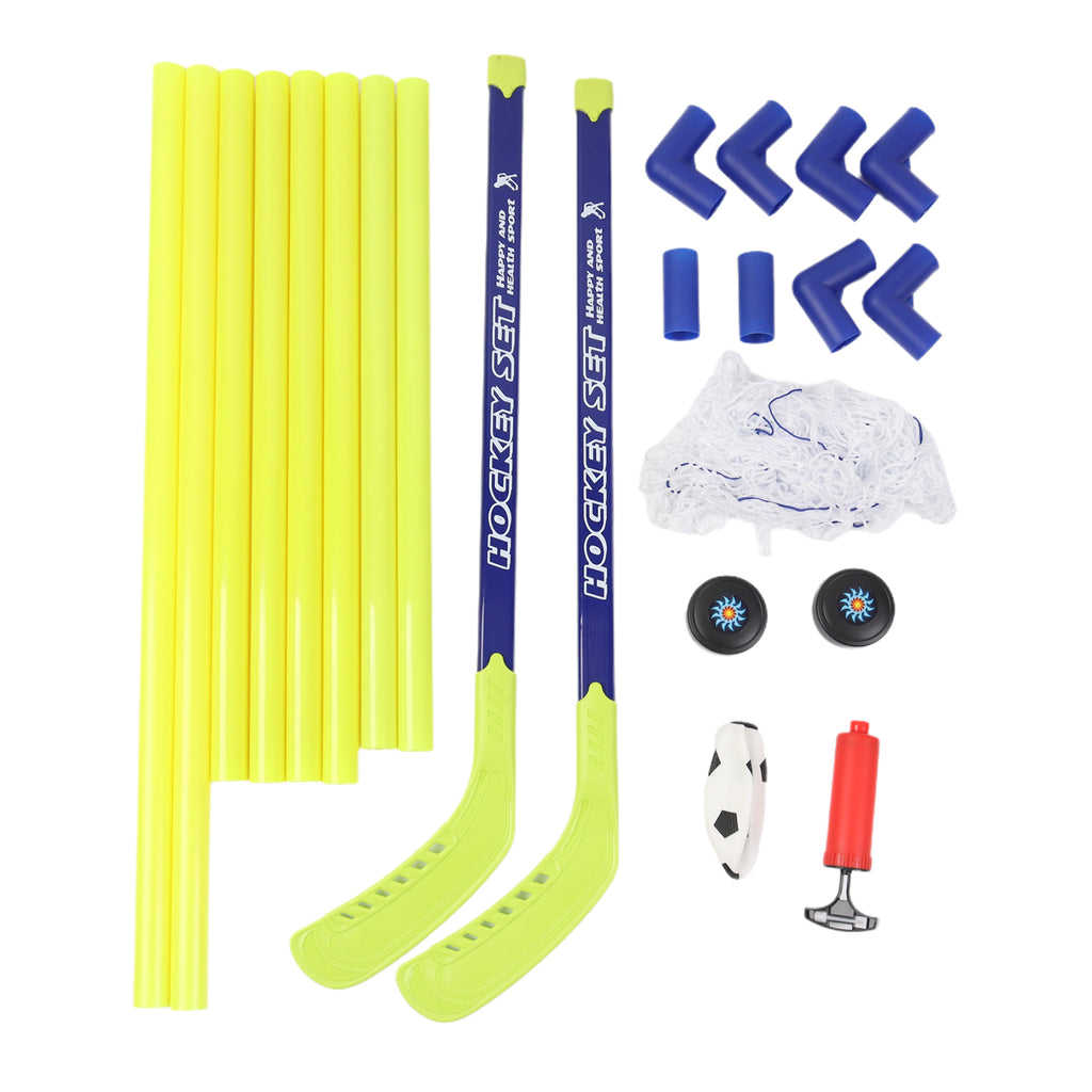 2 in 1 Football & Hockey Kids Goal Net Folding Set Ball Pucks Outdoor