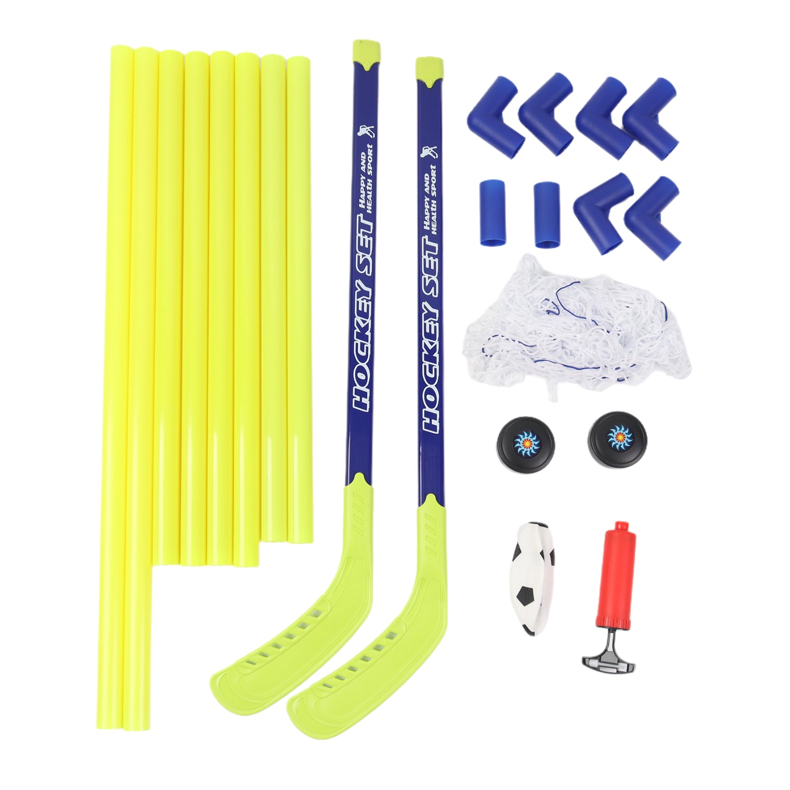 2 in 1 Football & Hockey Kids Goal Net Folding Set Ball Pucks Outdoor