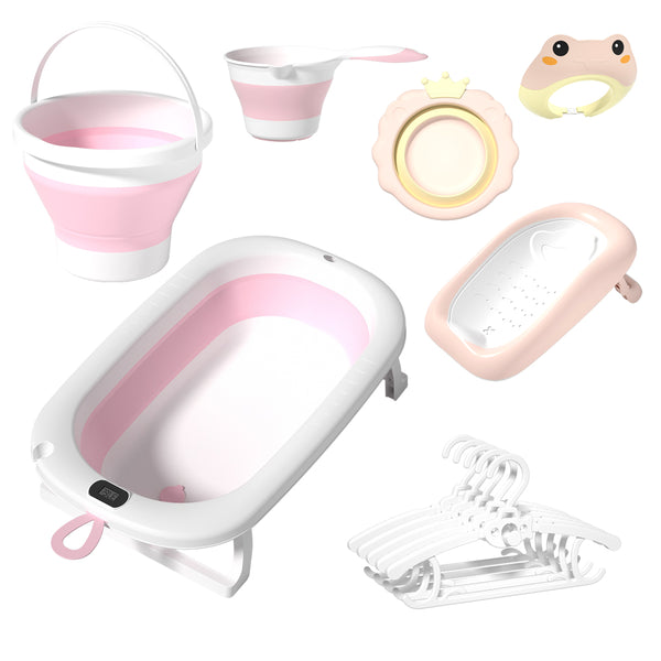 7 in 1 Baby Foldable Bathtub Anti Slip Bath Seat With Accessories Gift Set