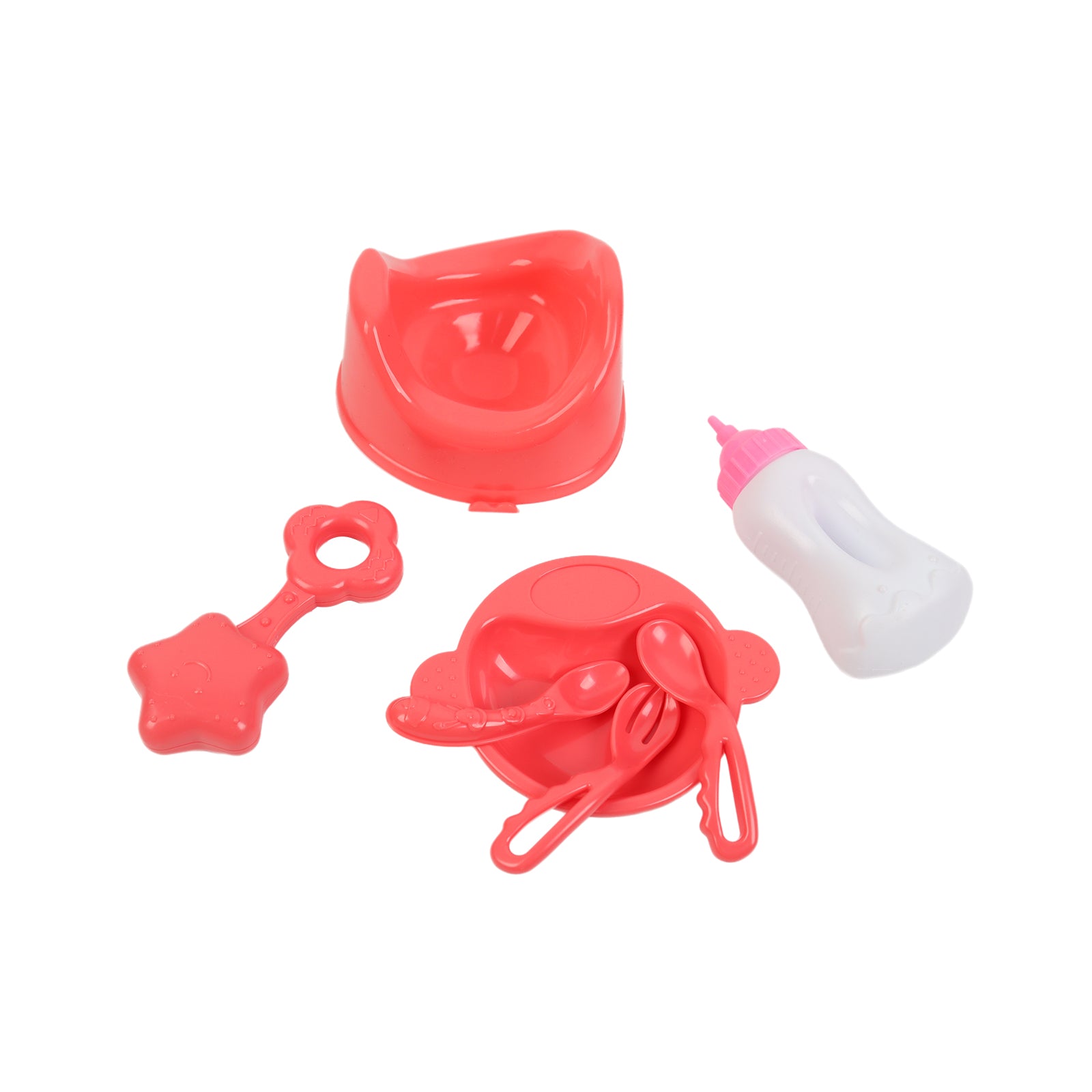 Baby Doll Set Toy Push Stroller Walker Infant Crib Nurturing Pretend Playset Red