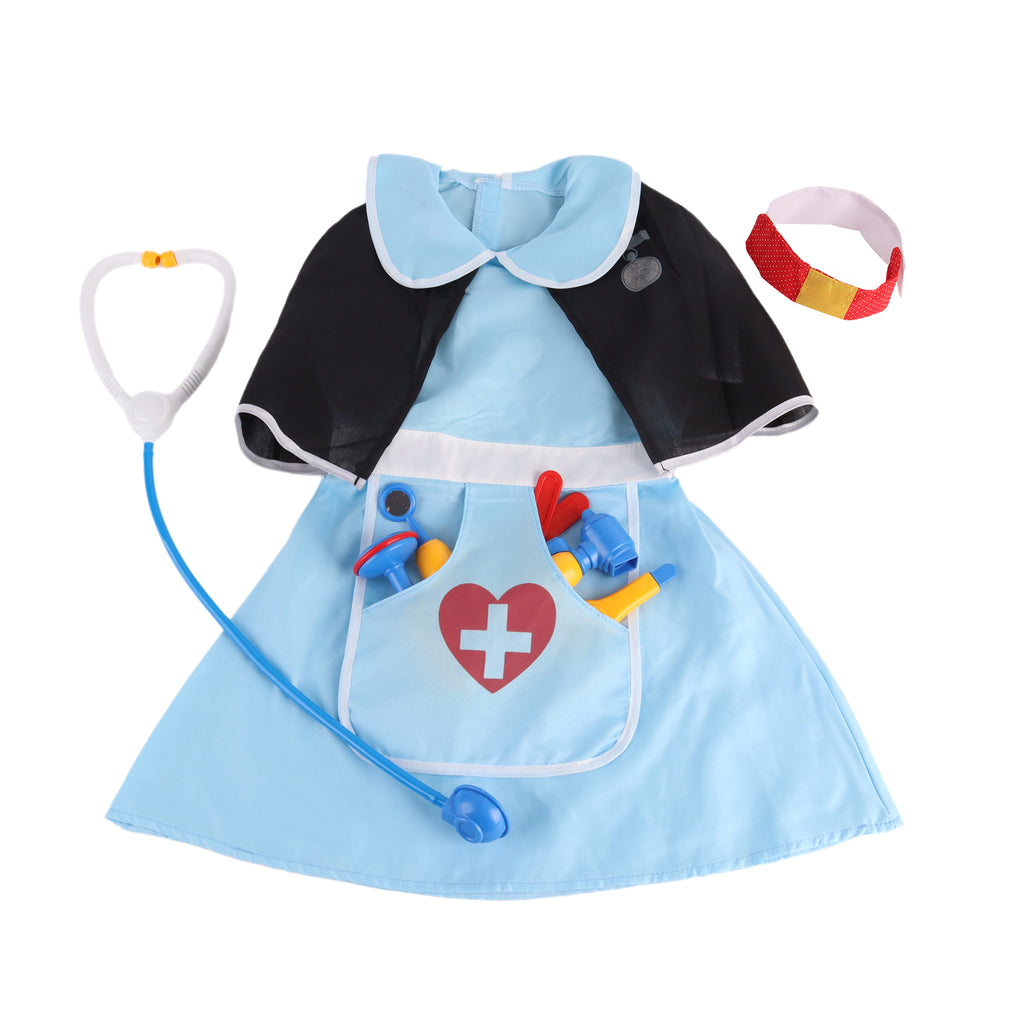 Kids Doctor Hospital Nurse Costume with Accessories Fancy Dress Pretend Cosplay