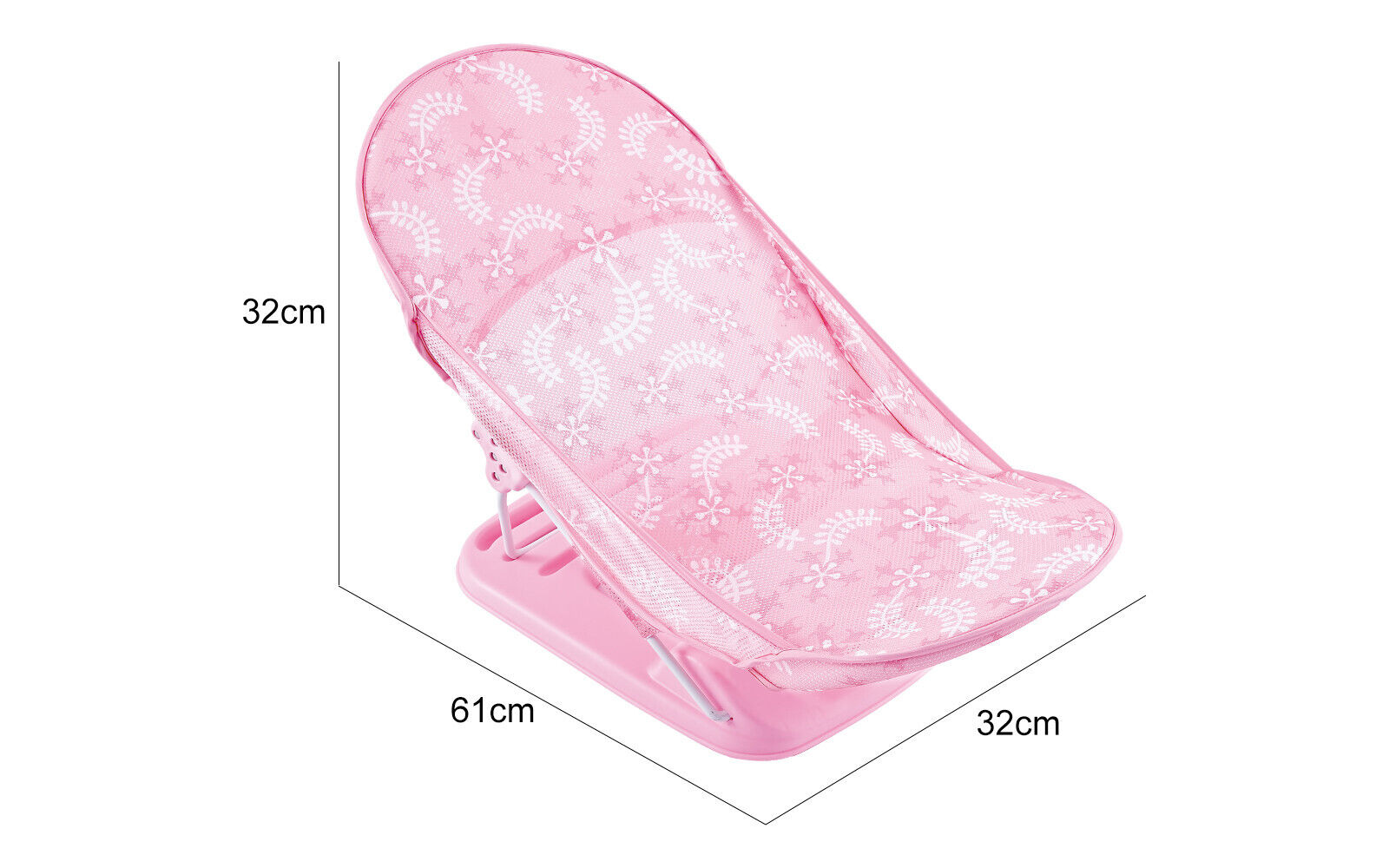 Baby Infant Bath Support Seat Foldable Adjustable Travel Baby Bather 0-12 Months (Pink)