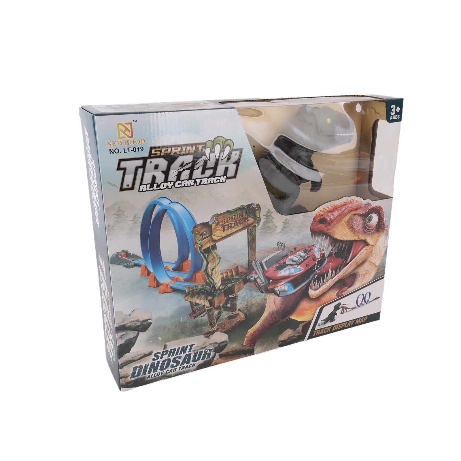 Double Loop Plastic Track Toy Dinosaur Twist Track Set Including 1 Alloy Car