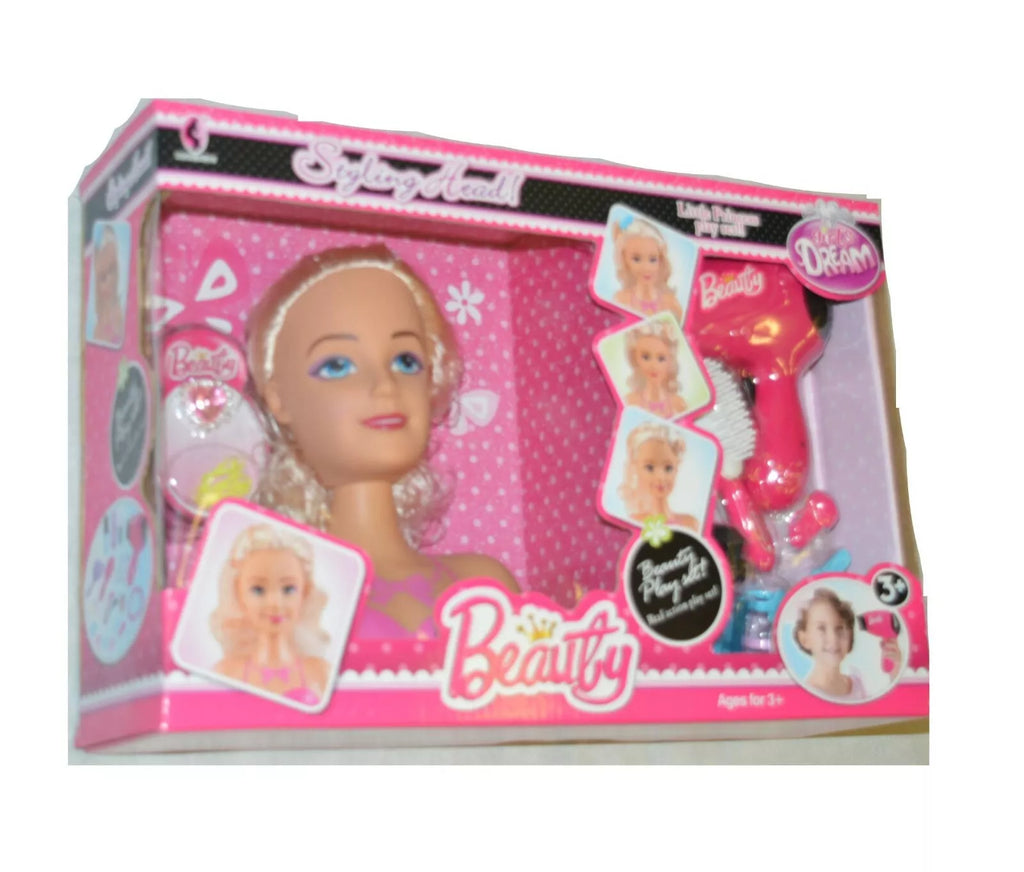 Girls Toy Doll Styling Head with Accessories Brush Hair Clips Hairdresser Doll