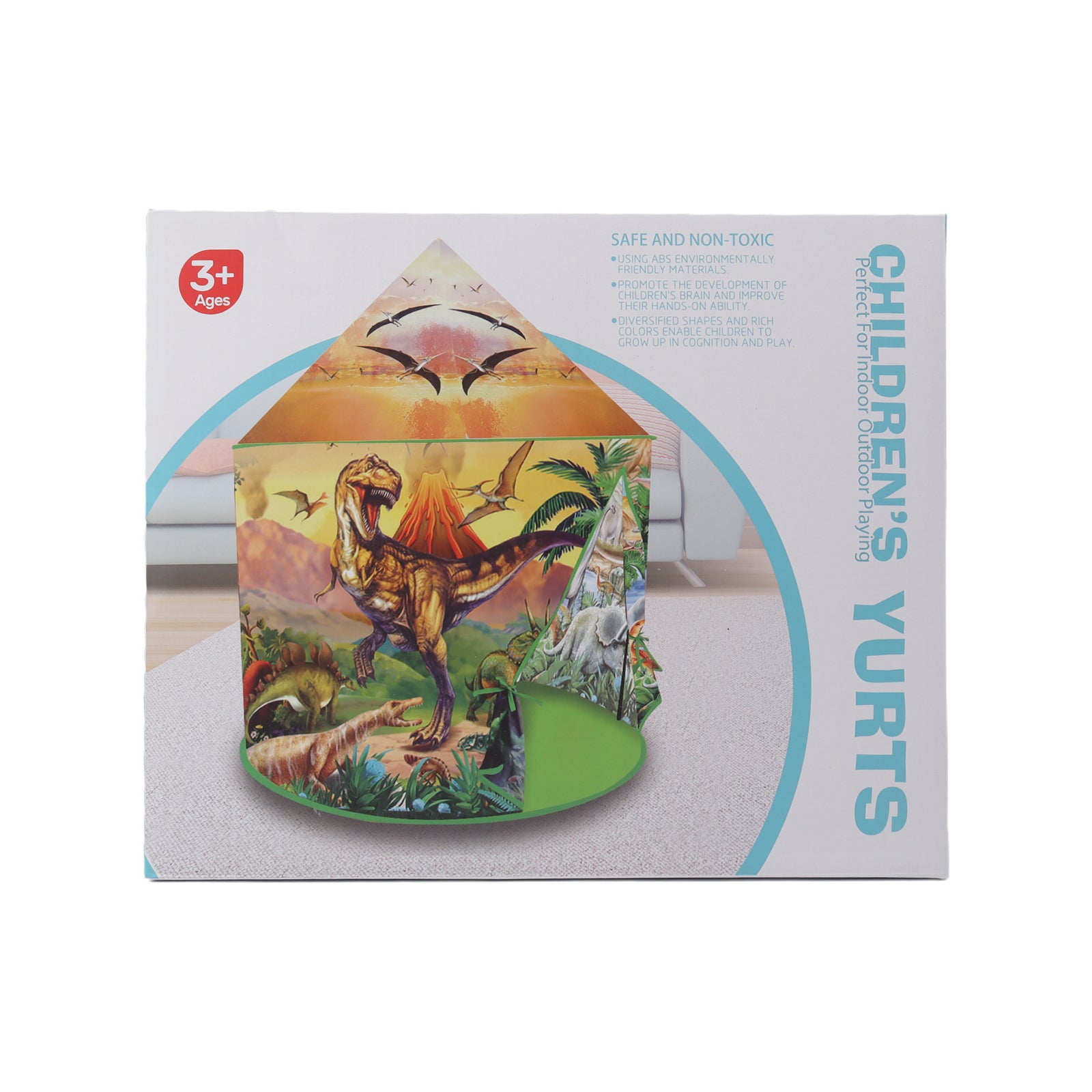 Dinosaur Kids Pop Up Play Tent Yurt Indoor/Outdoor Discovery Adventure Playhouse