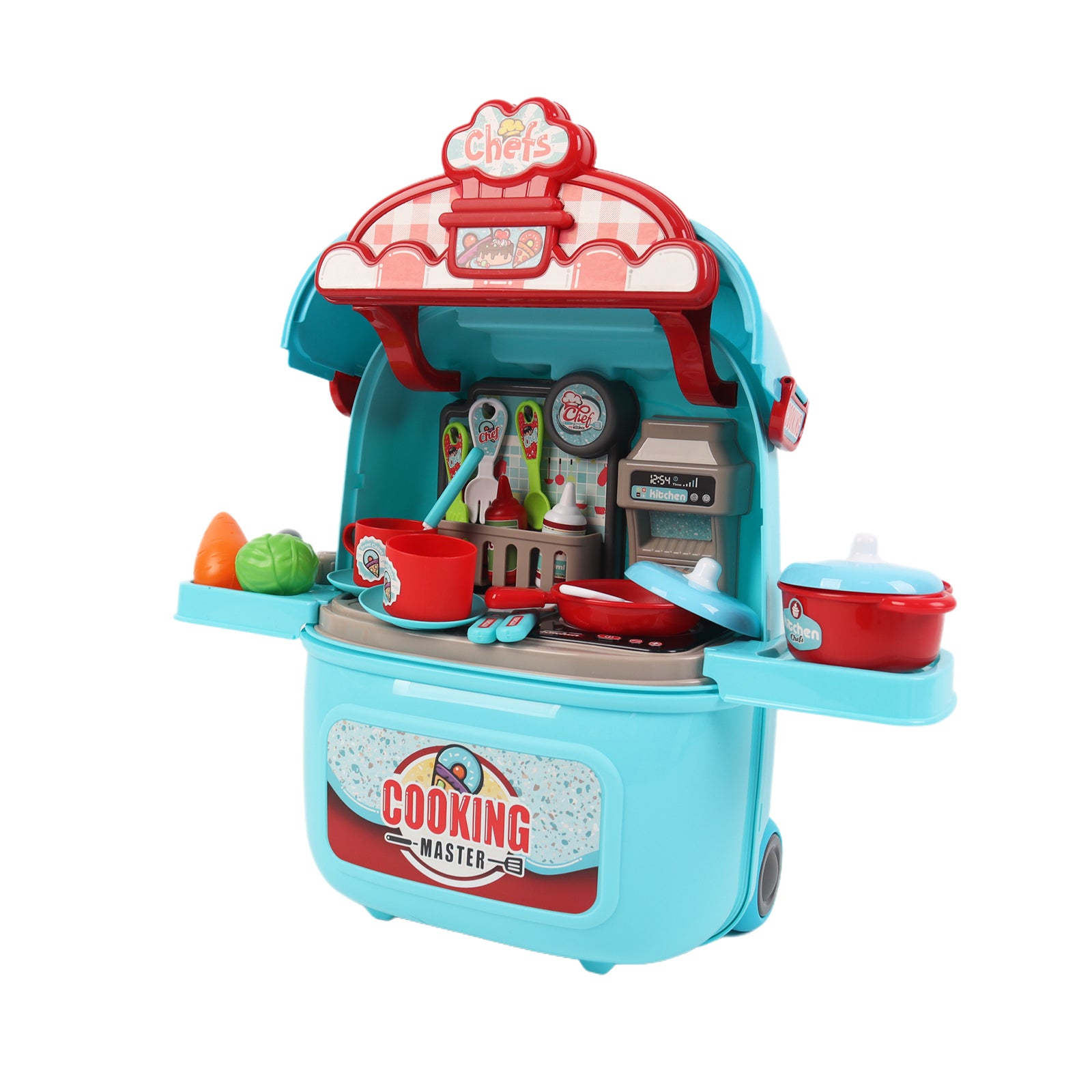 Kids Play Kitchen Set Portable Rolling Suitcase Cooking Pretend Play Toy